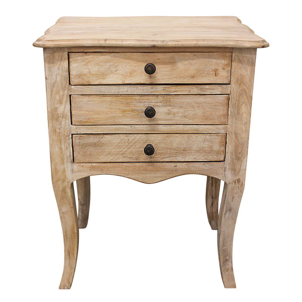 MOTI Furniture 3 - Drawer Solid Wood Nightstand in White Wash - Wayfair Canada